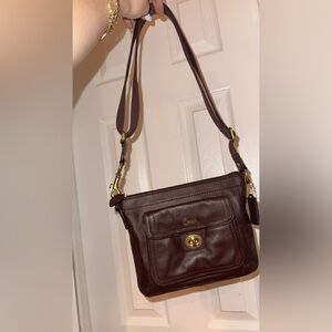 Vintage Y2K Coach Penelope Turnlock Crossbody Bag Brown Leather